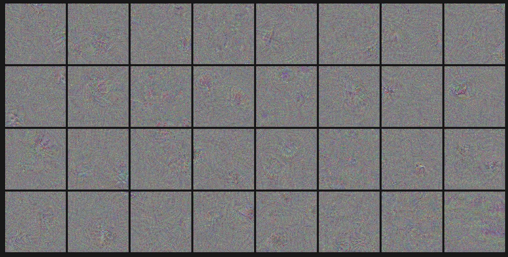 Filter visualization of the last layer of a ResNet 101