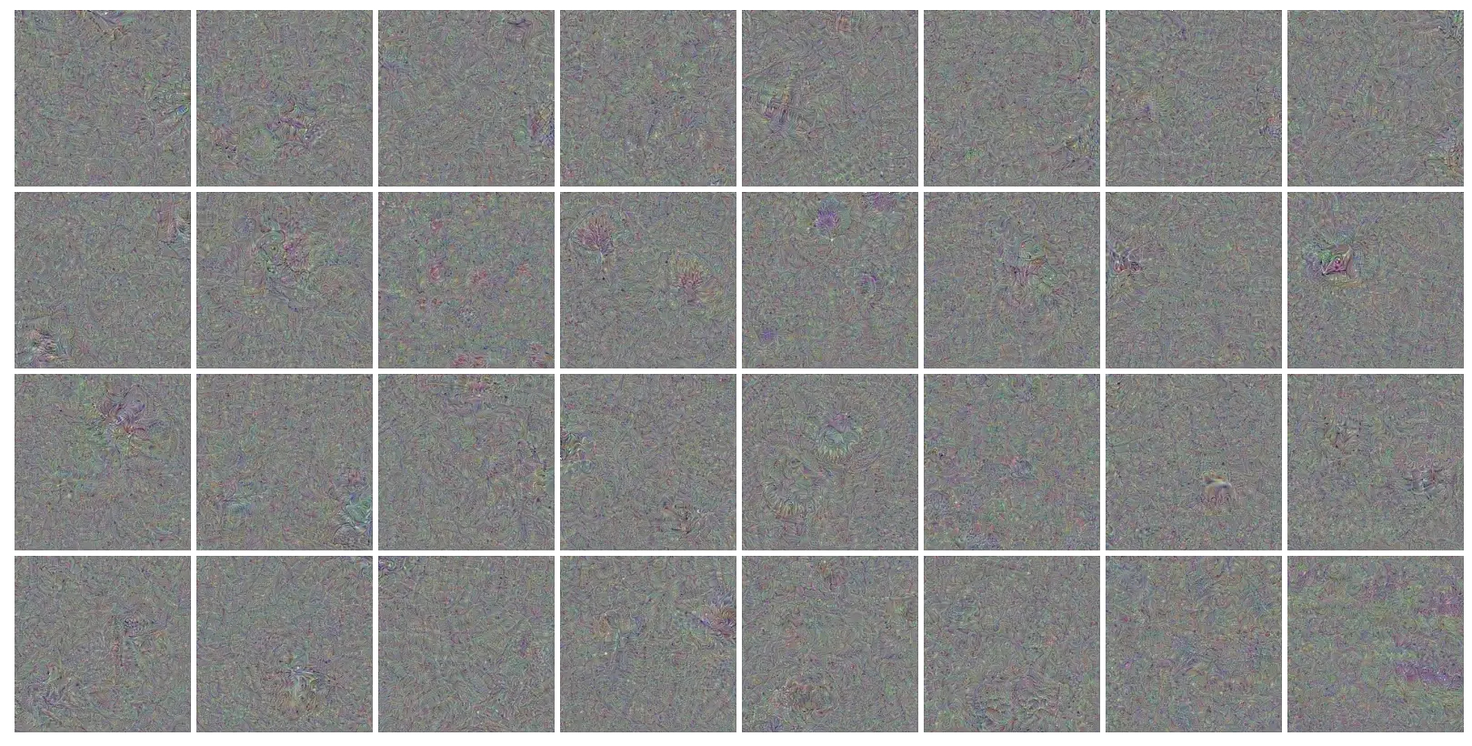 Filter visualization of the last layer of a ResNet 101